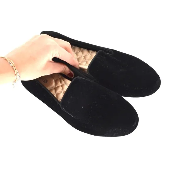 Birdies The Starling Velvet Smoking Slipper Loafers Slip On Flats Black Size 7.5
