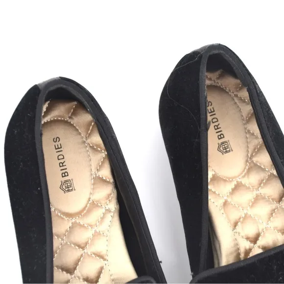 Birdies The Starling Velvet Smoking Slipper Loafers Slip On Flats Black Size 7.5