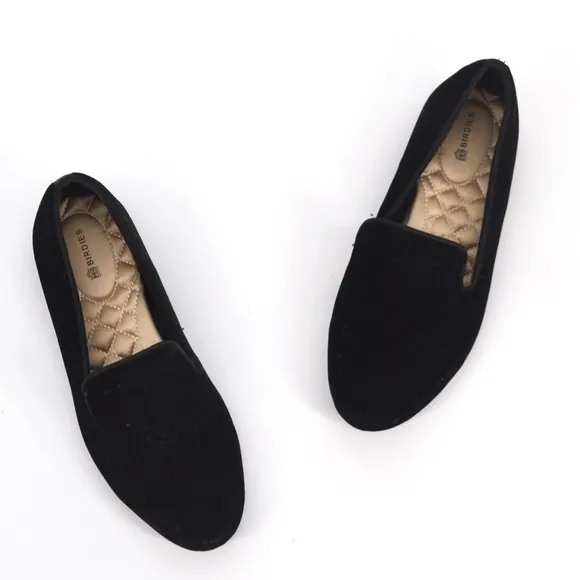 Birdies The Starling Velvet Smoking Slipper Loafers Slip On Flats Black Size 7.5
