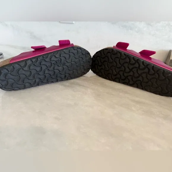 Birkenstock Arizona Metallic Pink Double Strap Sandals • 38