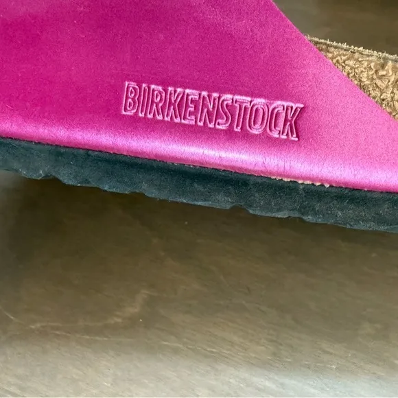 Birkenstock Arizona Metallic Pink Double Strap Sandals • 38