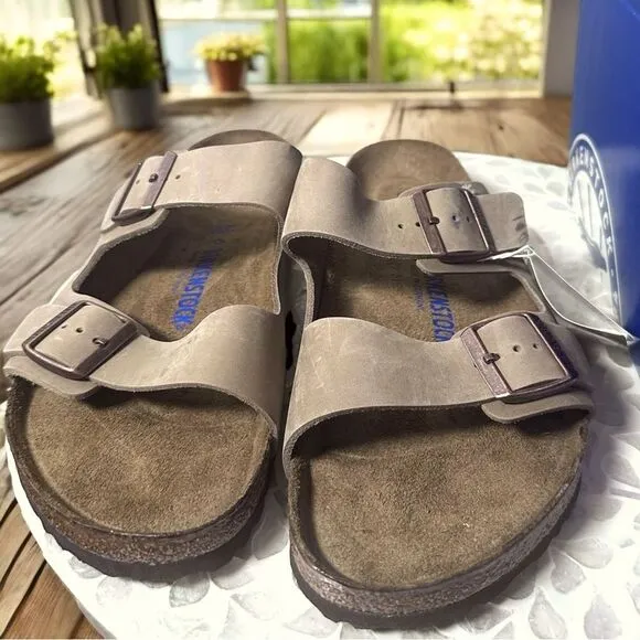 Birkenstock Arizona Soft Footbed Leather Two Strap By Buckle Sandals