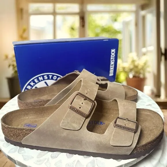 Birkenstock Arizona Soft Footbed Leather Two Strap By Buckle Sandals