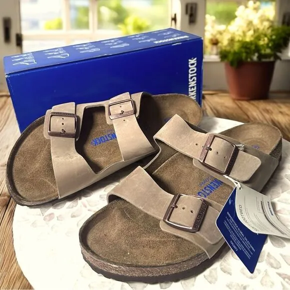 Birkenstock Arizona Soft Footbed Leather Two Strap By Buckle Sandals