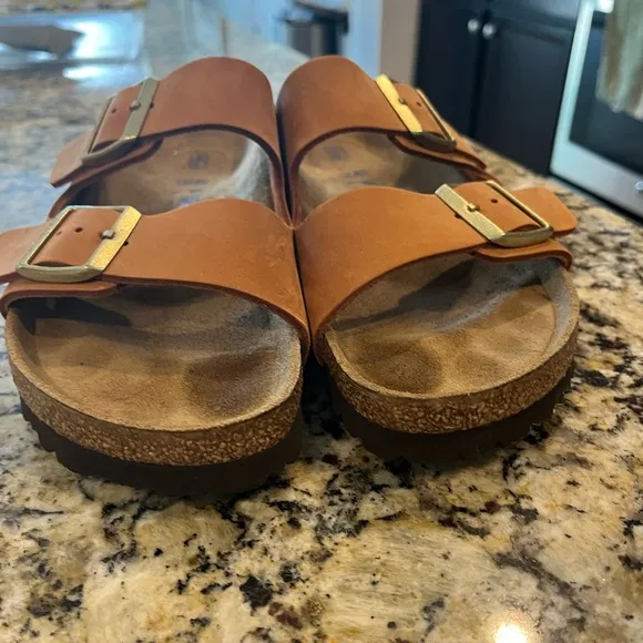 Birkenstock Arizona Soft Footbed Nubuck Leather Sandals Pecan Brown 40 9 / 9.5