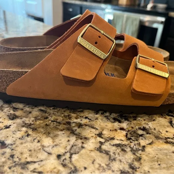 Birkenstock Arizona Soft Footbed Nubuck Leather Sandals Pecan Brown 40 9 / 9.5