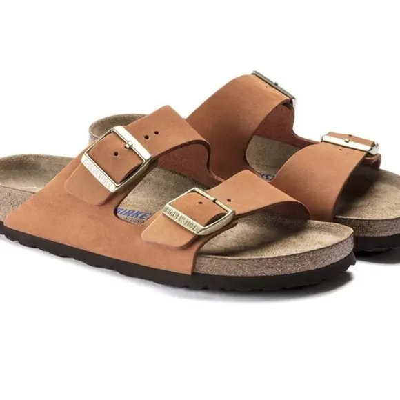 Birkenstock Arizona Soft Footbed Nubuck Leather Sandals Pecan Brown 40 9 / 9.5