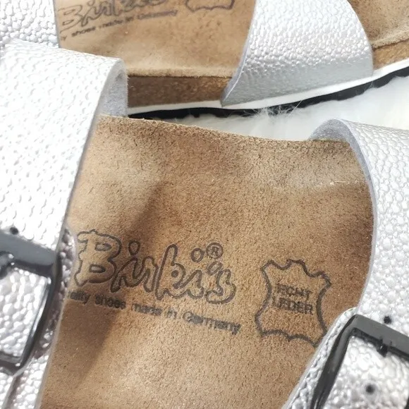 Birkenstock Birkis Metallic Silver Tahiti Sandal Size 5