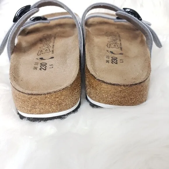 Birkenstock Birkis Metallic Silver Tahiti Sandal Size 5