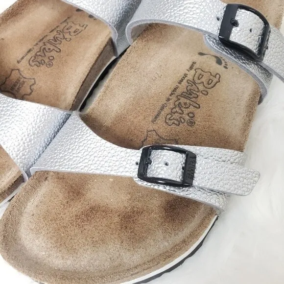 Birkenstock Birkis Metallic Silver Tahiti Sandal Size 5