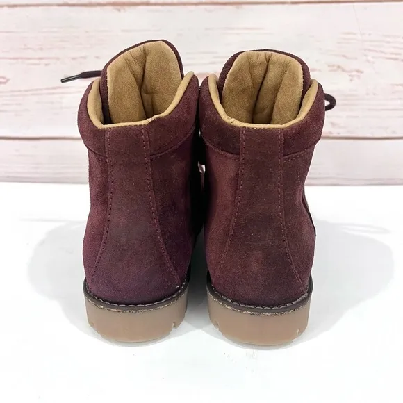 Birkenstock Jackson Ochre Burgundy Leather Lace Up Hiking Mountain Boots