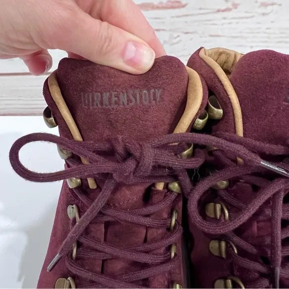 Birkenstock Jackson Ochre Burgundy Leather Lace Up Hiking Mountain Boots