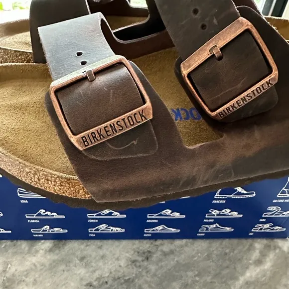 Birkenstock Men's Arizona soft footbed Brown oiled leather Habana Sandals New