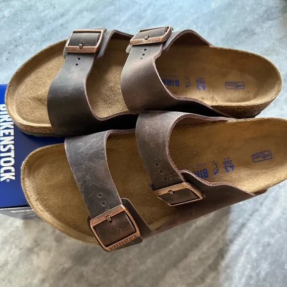 Birkenstock Men's Arizona soft footbed Brown oiled leather Habana Sandals New