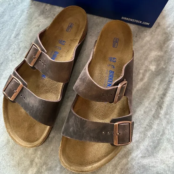Birkenstock Men's Arizona soft footbed Brown oiled leather Habana Sandals New