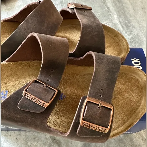 Birkenstock Men's Arizona soft footbed Brown oiled leather Habana Sandals New