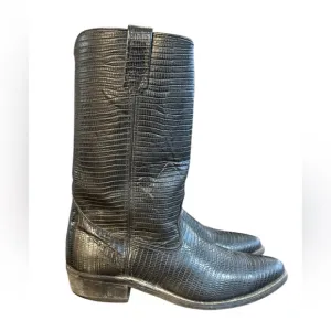 Black Cowboy Western Boots with Textured Leather Men’s Size 11