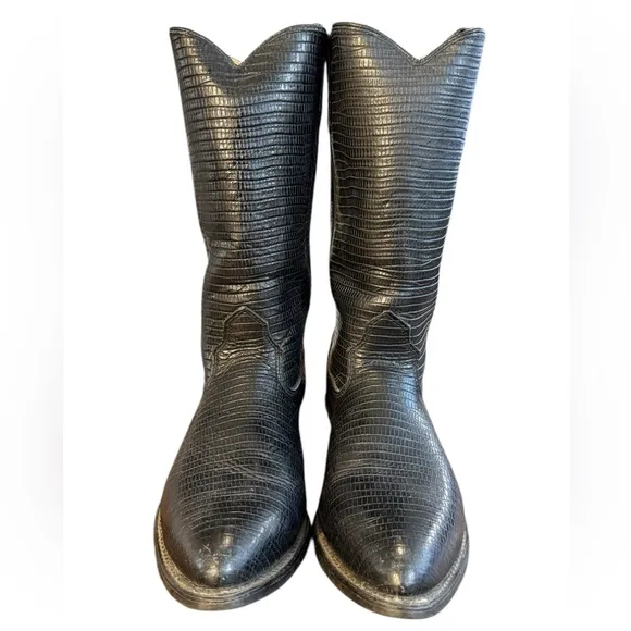 Black Cowboy Western Boots with Textured Leather Men’s Size 11