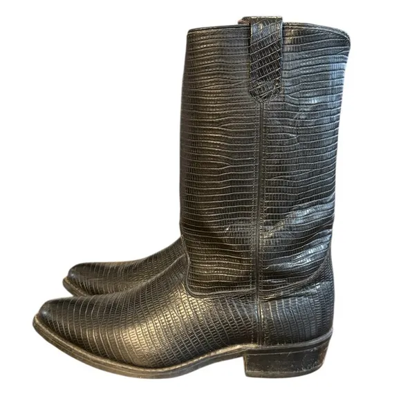 Black Cowboy Western Boots with Textured Leather Men’s Size 11