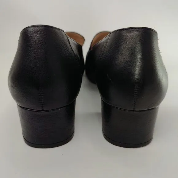 Black Leather Antonio Melani Bow heeled Loafers sz 9