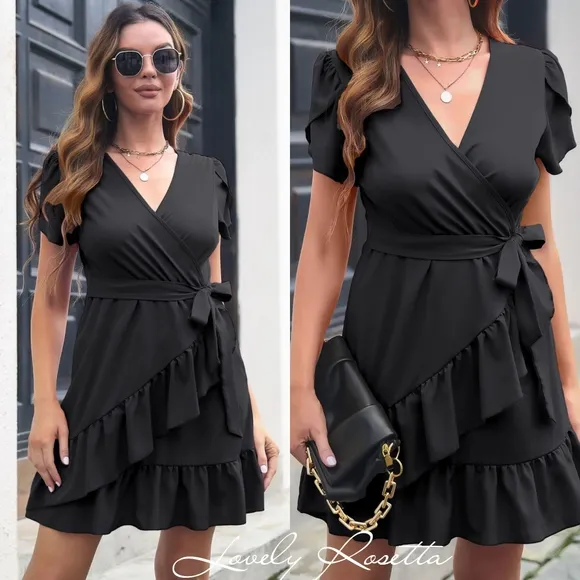 Black Tied Wrap Dress