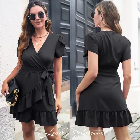 Black Tied Wrap Dress
