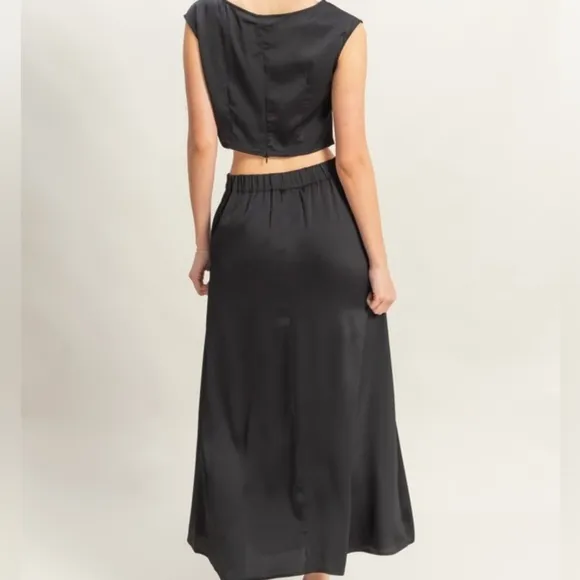 Black Two-Piece Top and Maxi Skirt Set