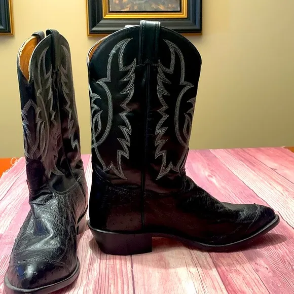 Black western Boots with Glossy Finish and Pointed Toe