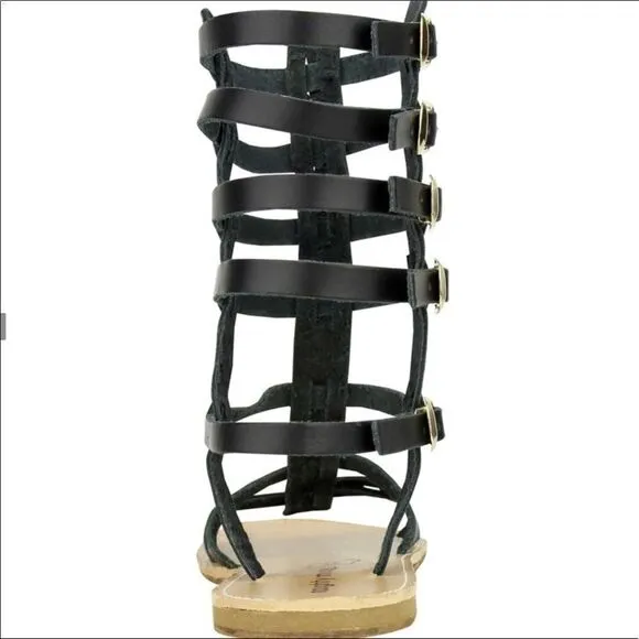 Black Leather Gladiator Sandals by Naughty Monkey NEW