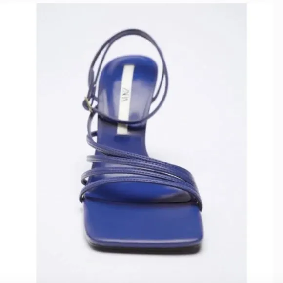 BLOGGER'S FAVE! Zara Blue Heeled Sandals Sz 7.5 NWT