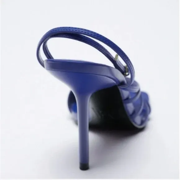 BLOGGER'S FAVE! Zara Blue Heeled Sandals Sz 7.5 NWT