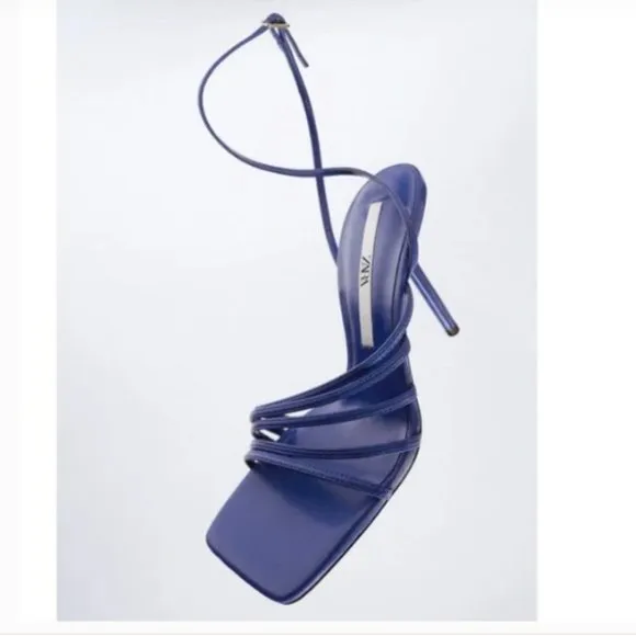 BLOGGER'S FAVE! Zara Blue Heeled Sandals Sz 7.5 NWT