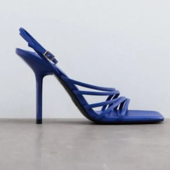 BLOGGER'S FAVE! Zara Blue Heeled Sandals Sz 7.5 NWT