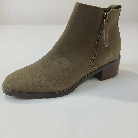 Blondo Boots 9.5 M Samara Waterproof Suede Leather Olive Pull On Double Zip