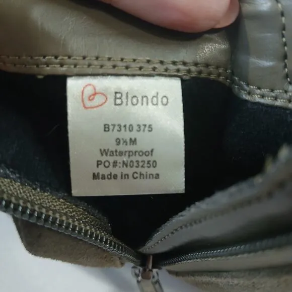 Blondo Boots 9.5 M Samara Waterproof Suede Leather Olive Pull On Double Zip