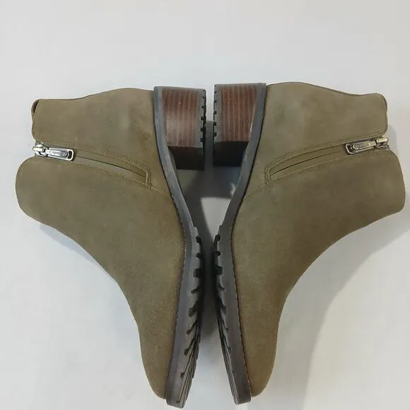 Blondo Boots 9.5 M Samara Waterproof Suede Leather Olive Pull On Double Zip