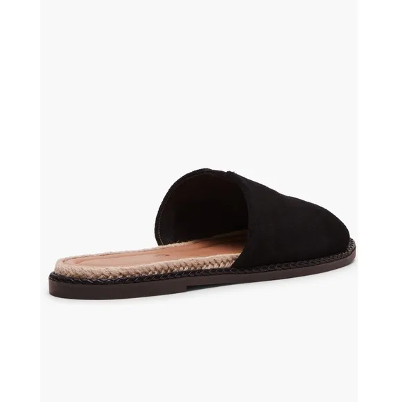 Blondo Elery Slide Sandals Black Suede with Braided Jute Trim Women’s Size 8