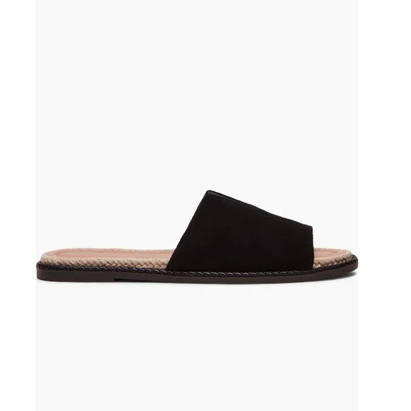 Blondo Elery Slide Sandals Black Suede with Braided Jute Trim Women’s Size 8