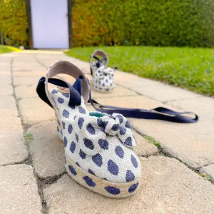 Blue Polka Dots Espadrille Wedges