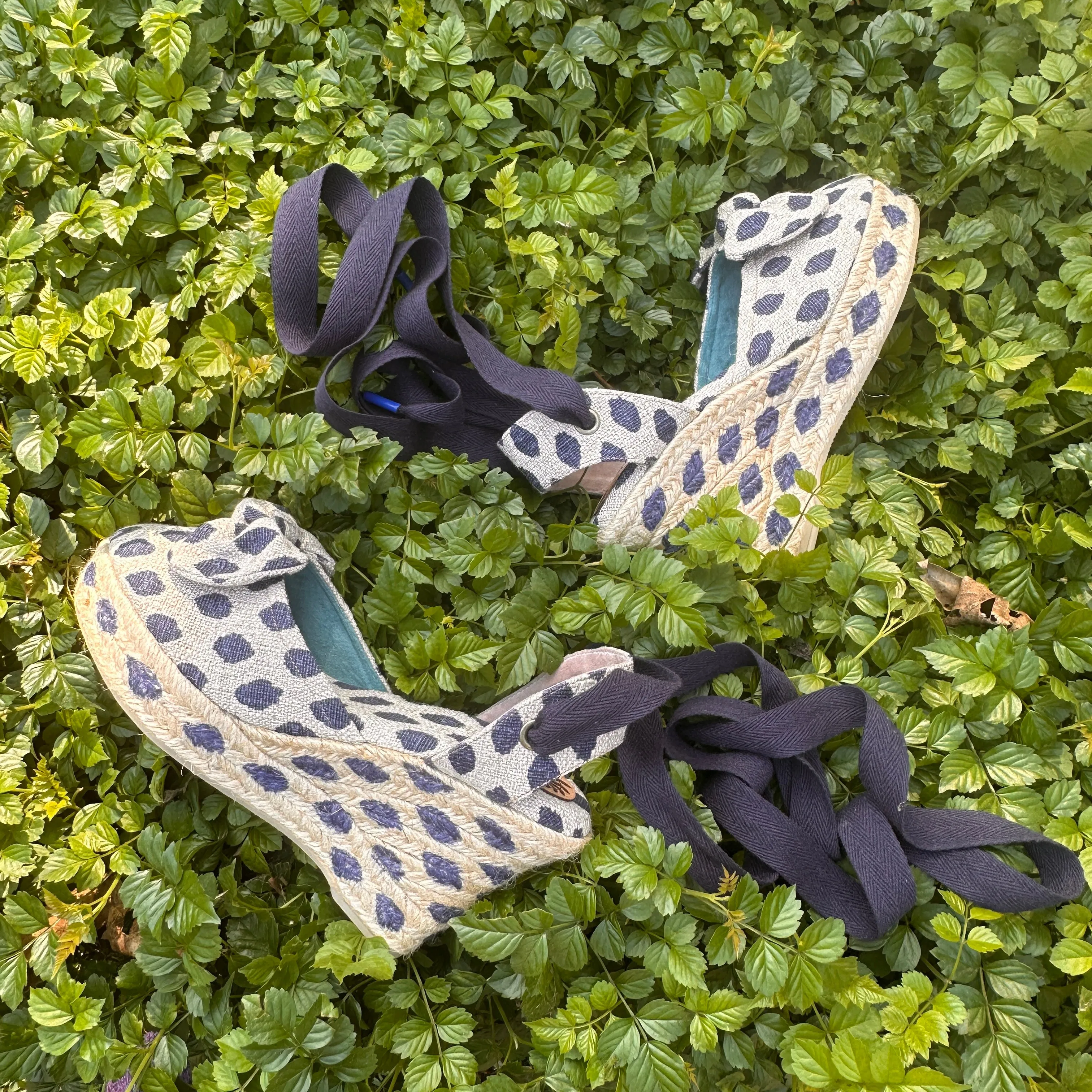Blue Polka Dots Espadrille Wedges