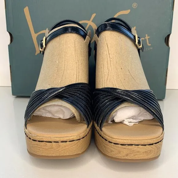 BOC by Born Catalina Wedge Sandals Strappy Platforms Black Size 10 NEW