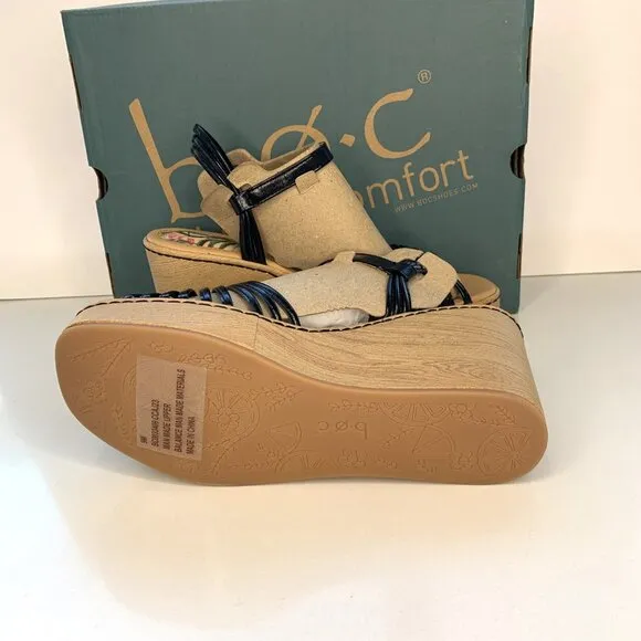 BOC by Born Catalina Wedge Sandals Strappy Platforms Black Size 9 NEW
