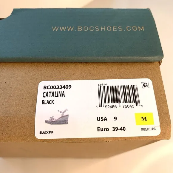 BOC by Born Catalina Wedge Sandals Strappy Platforms Black Size 9 NEW
