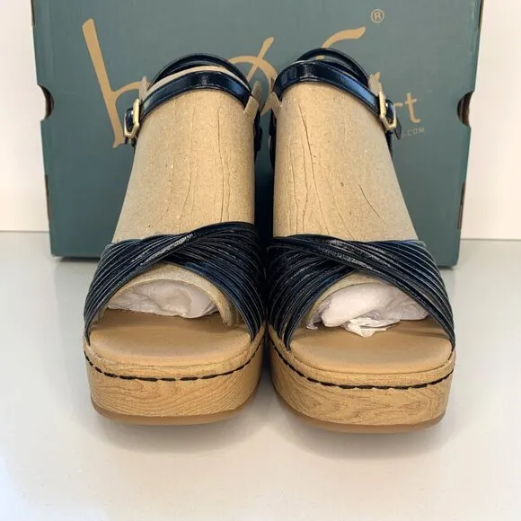 BOC by Born Catalina Wedge Sandals Strappy Platforms Black Size 9 NEW
