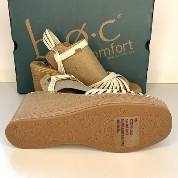 BOC by Born Catalina Wedge Sandals Strappy Platforms Cream Size 10 NEW