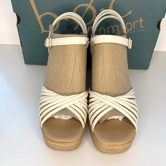 BOC by Born Catalina Wedge Sandals Strappy Platforms Cream Size 10 NEW