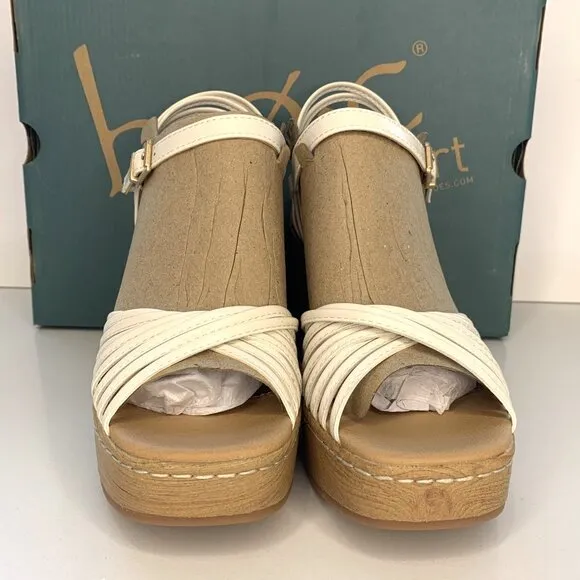 BOC by Born Catalina Wedge Sandals Strappy Platforms Cream Size 10 NEW