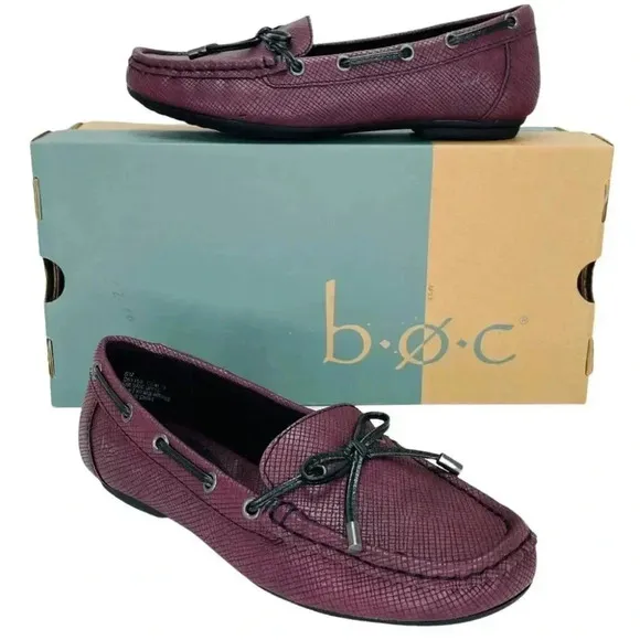 b.o.c. Carolann Wne Textured Faux Leather Moc Toe Womens Loafers Size 6M