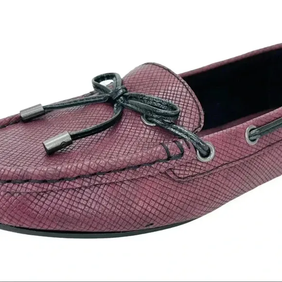 b.o.c. Carolann Wne Textured Faux Leather Moc Toe Womens Loafers Size 6M