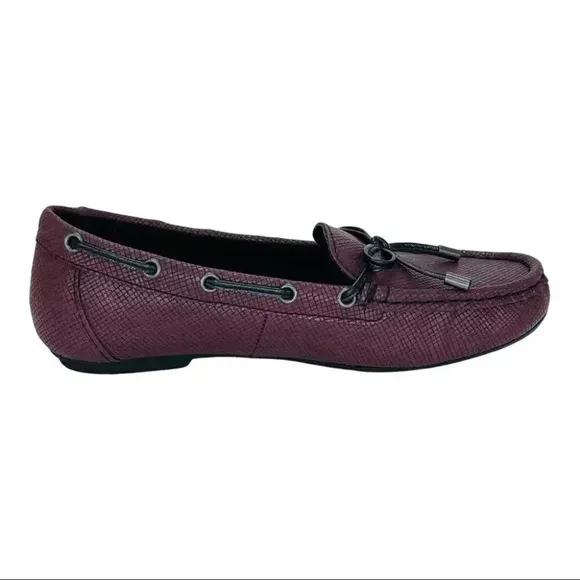 b.o.c. Carolann Wne Textured Faux Leather Moc Toe Womens Loafers Size 6M